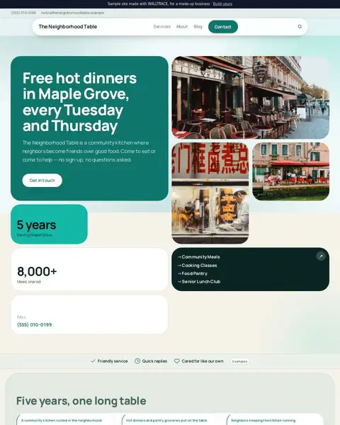 Sample church or community website: The Neighborhood Table