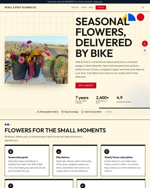 Sample flower-shop website: Petal & Post Flower Co.