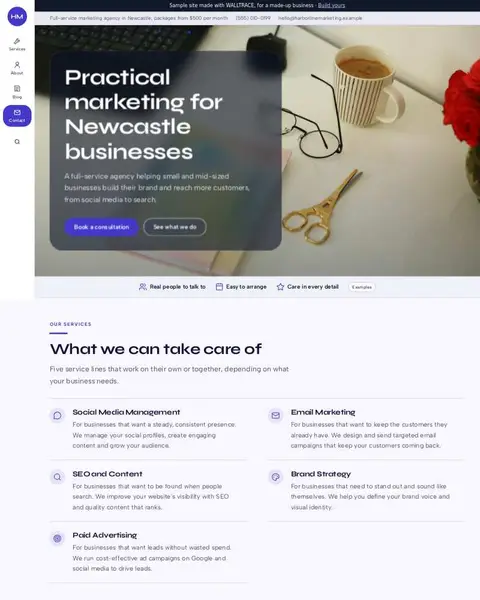 Sample marketing-agency website: Harborline Marketing