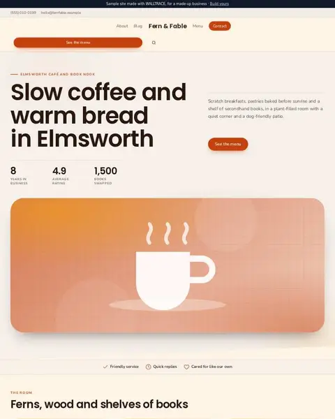 Sample café website: Fern & Fable