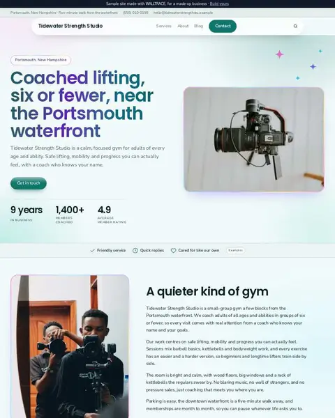 Sample gym or studio website: Tidewater Strength Studio