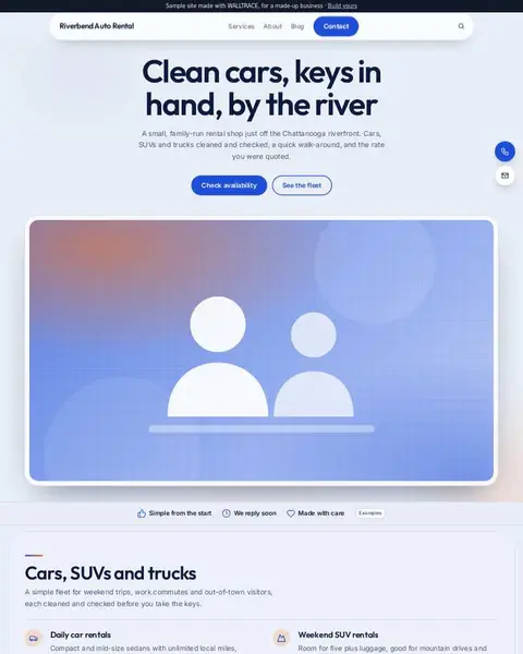 Sample car rental website: Riverbend Auto Rental